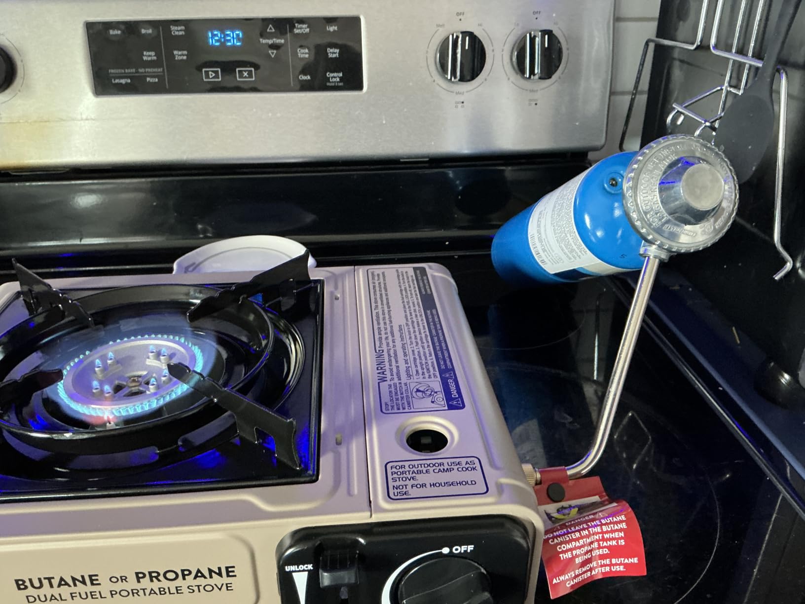 GasOne GS-3400P-KIT Propane or Butane Gas Stove with Flat Top Griddle Included - Dual Fuel Propane Grill Tent Stove Burners for Cooking for Camping, Kitchen - Diecast Aluminum with Non Stick Coating customer photo 1