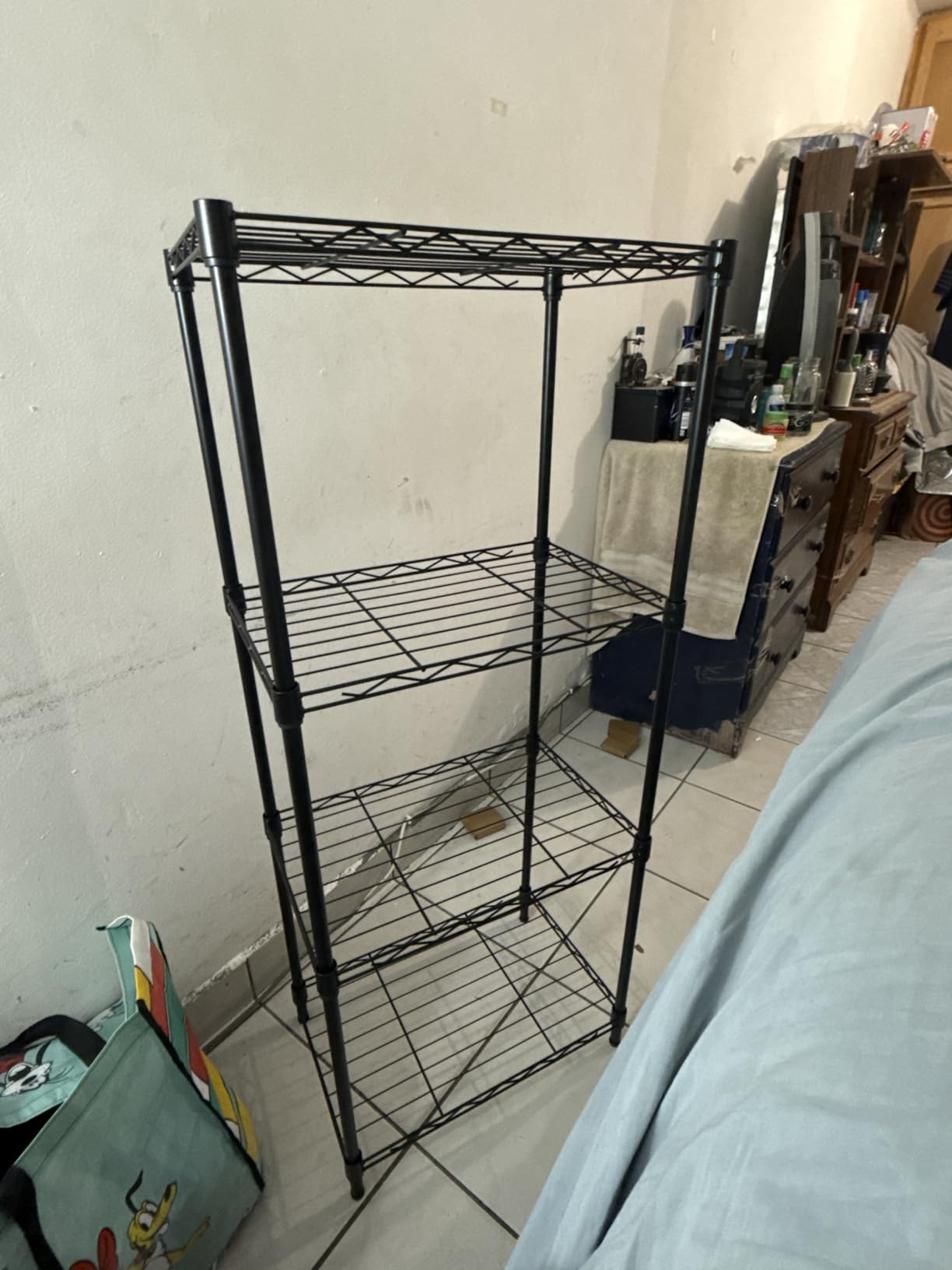 IZEUK 5-Tier Heavy Duty Metal Storage Shelving Unit, Adjustable Steel Wire Rack Shelf Organizer for Garage, Kitchen, Basement, Laundry, Office (Black, 17.7