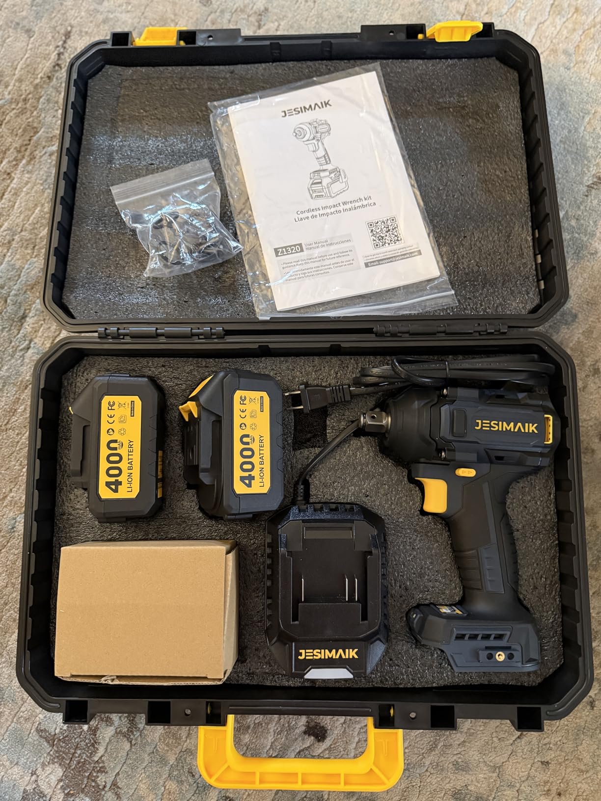 JESIMAIK Cordless Impact Wrench 1200N (900Ft-lbs) 1/2'' High Torque Impact Wrench with 2×4.0Ah Batteries, Impact Gun with 4impact modes & 5 Sockets & Case for Car, Truck, Mower customer photo 2