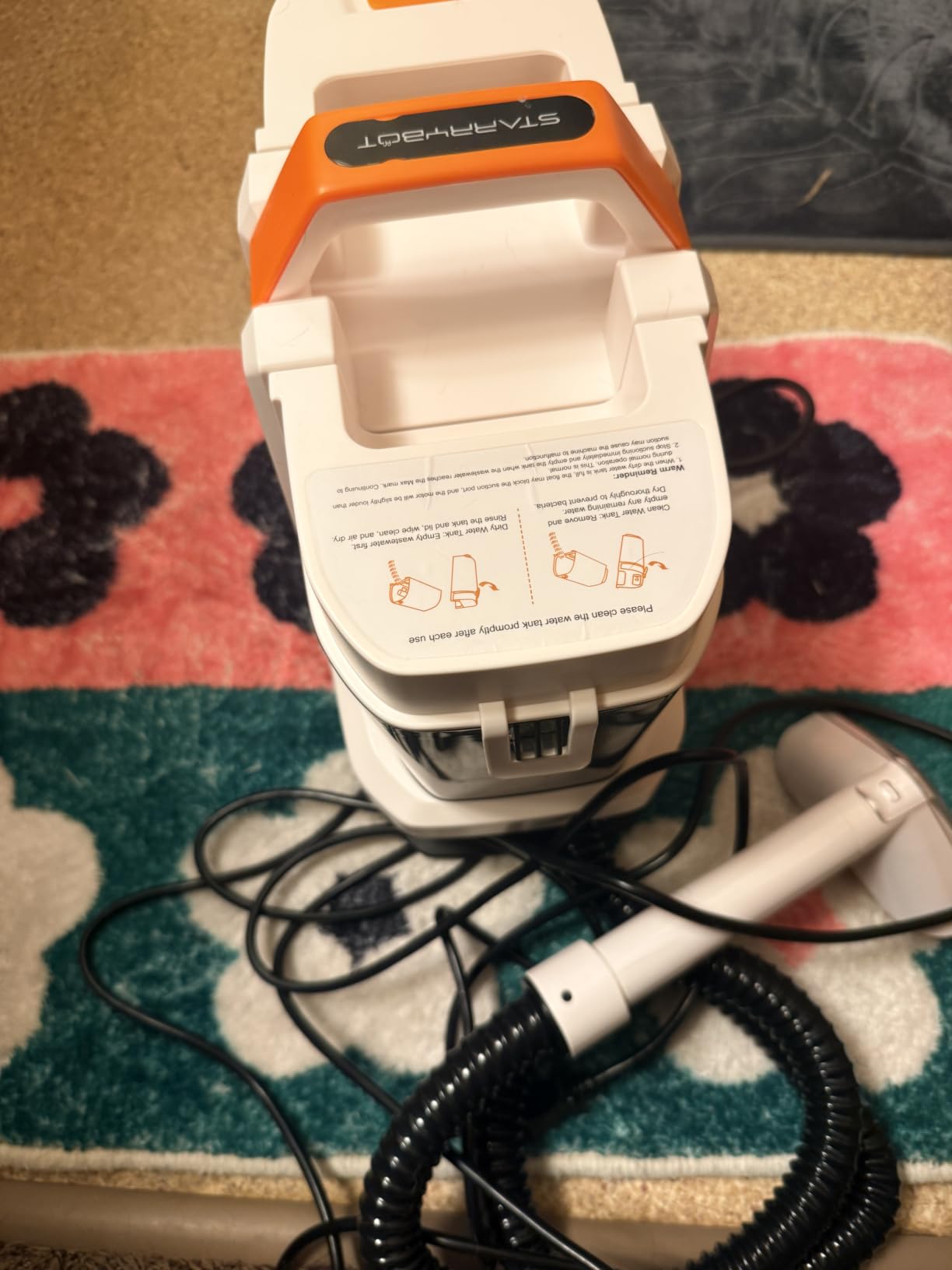Starrybot Upholstery Cleaner Machine, 18Kpa Pet Stain Extractor(white) | Portable spot cleaner for carpets, sofas, car interiors, and pet stains with strong 18Kpa suction power. customer photo 1