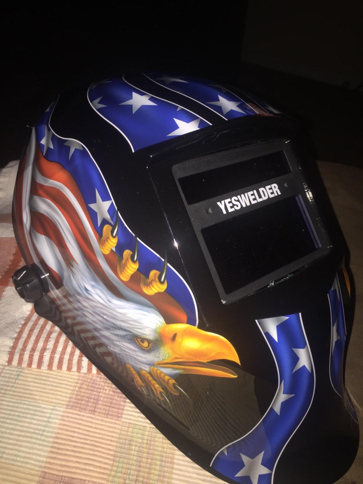 YESWELDER Auto-Adjust Welding Helmet, Internal LCD Control, Panoramic View | 180° auto-darkening, 1/1/1/1 true color, intelligent auto shade, 5 arc sensors, shade 3/4-8/9-14, customized memory presets customer photo 2