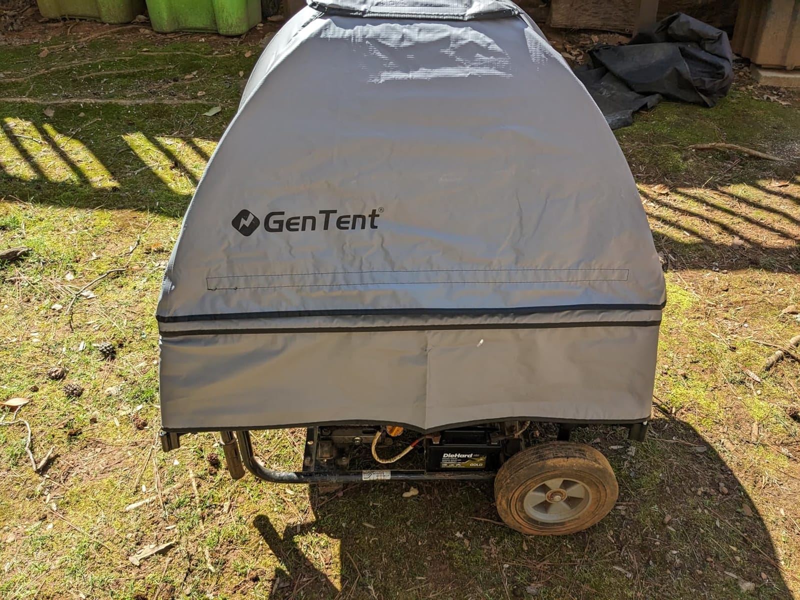 GenTent Universal Open Frame Generator Tent, Gray, Original - Standard | Waterproof, NFPA-Rated, Ripstop Vinyl Running Cover, for Open Frame Generators with Post Perimeters up to 105 inches customer photo 2