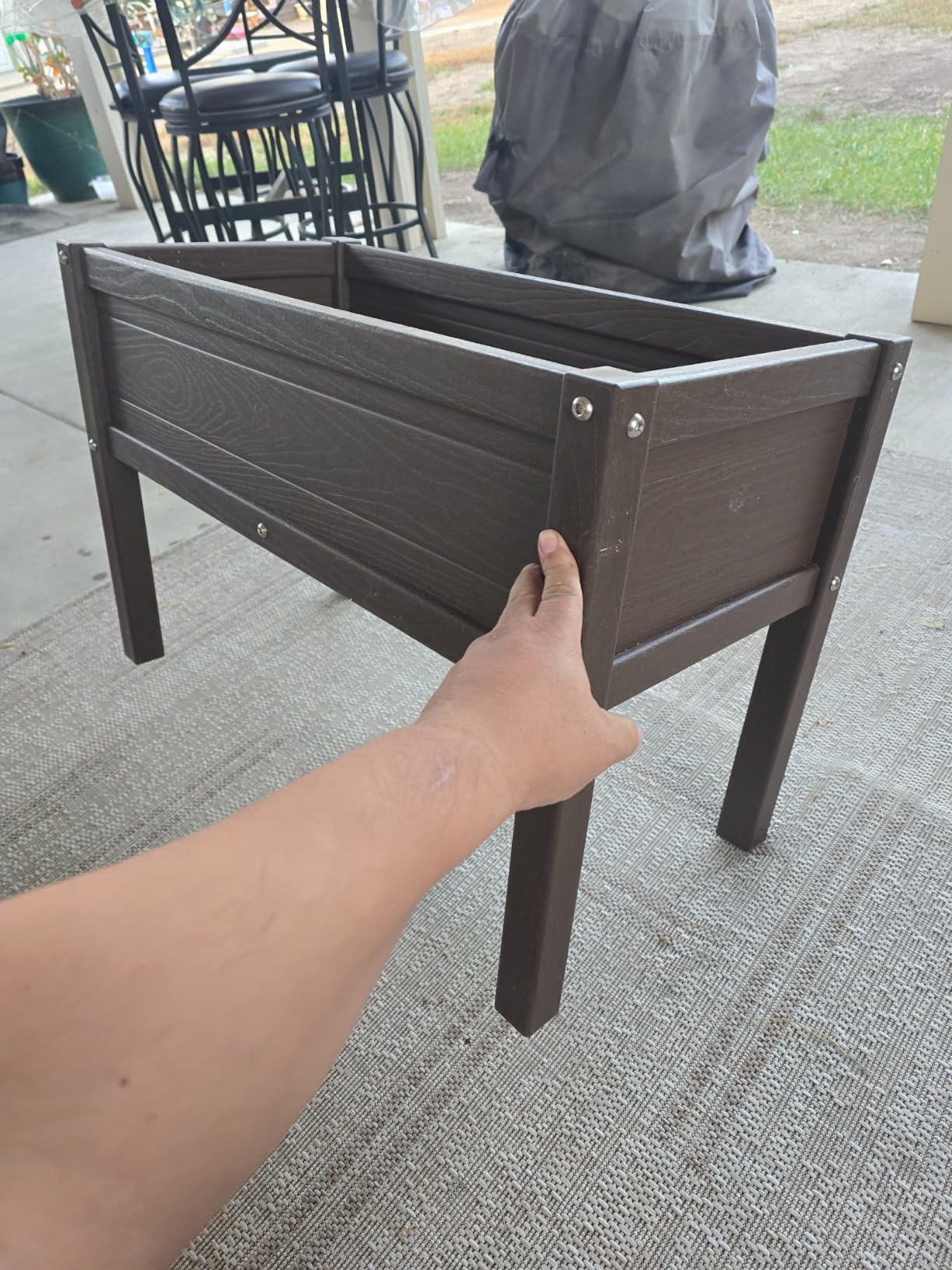 Small HDPE Raised Garden Bed, Elevated Planter Box with Legs, Outdoor All-Weather Planter Raised Beds for Seeds, Herbs, Flowers, Vegetables (Grey) customer photo 1