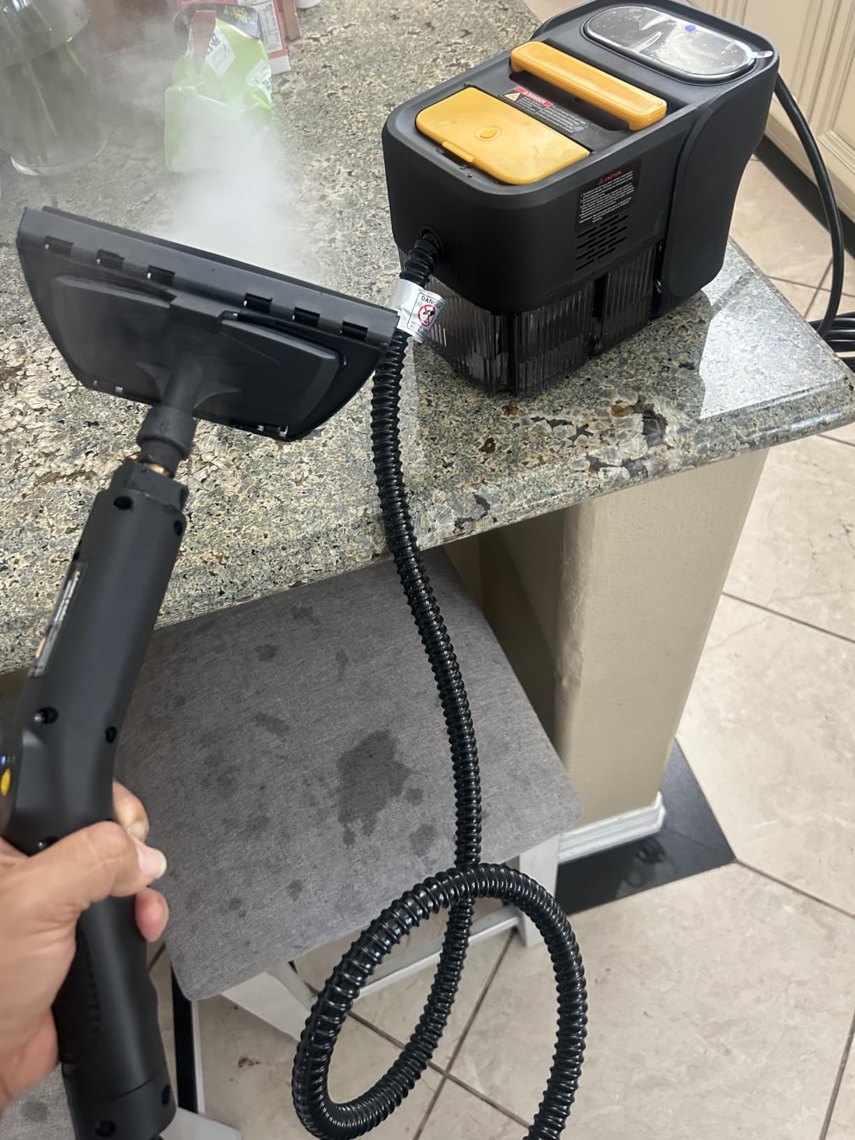 WolfClean Steam Cleaner, 3 Level Adjustable Handle with 18 Accessories, Black | 10s Heat Up, 2.11 Quarts Tank, Handle Steam Cleaner for Home, Steamer for Cleaning for Kitchen, Grout, Dirt, Tile, Floor, Car customer photo 2