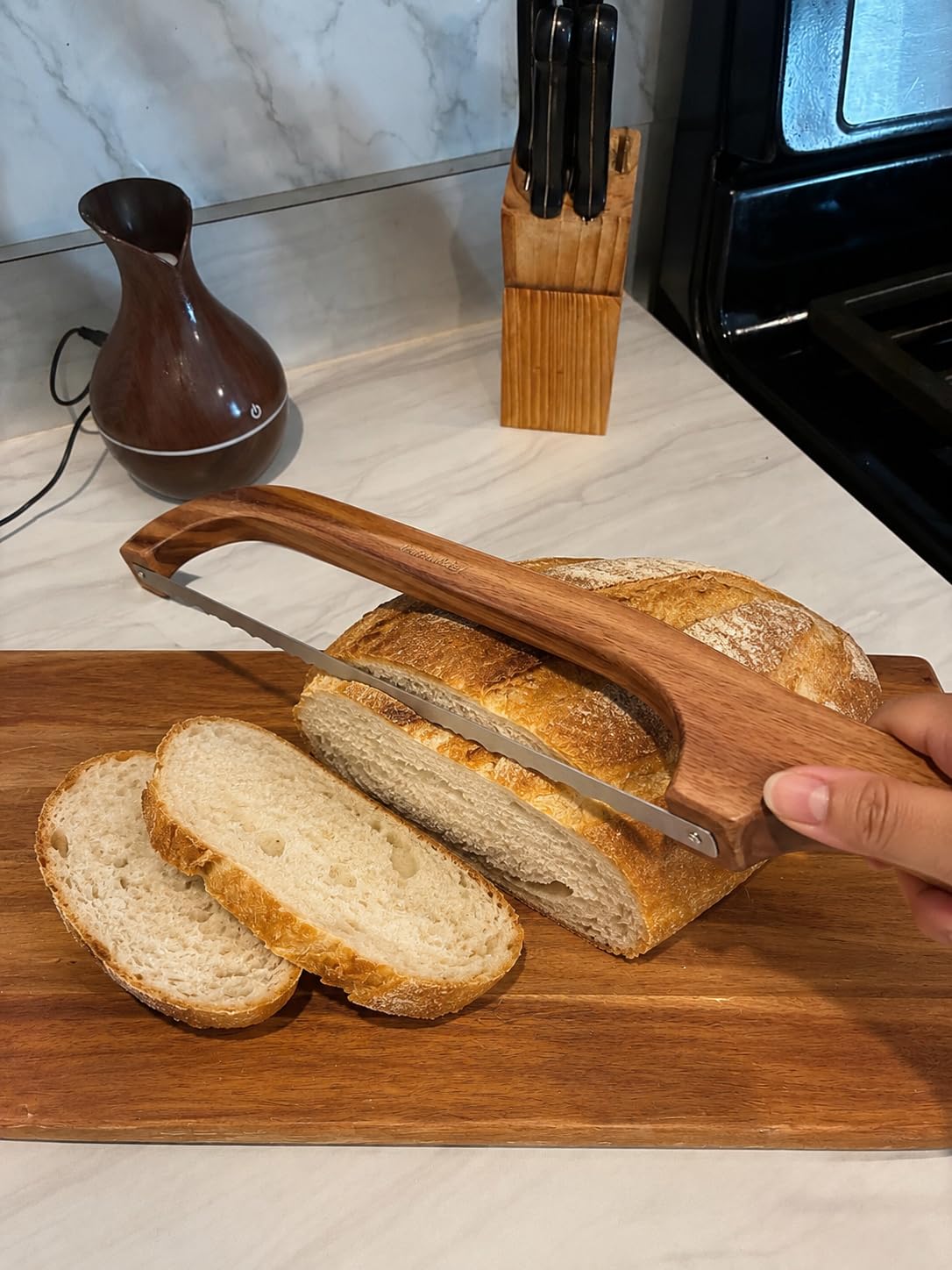 RAPSAKEMOH Sourdough bread knife,Bread Slicer for Homemade,Even Slicing | 15.7
