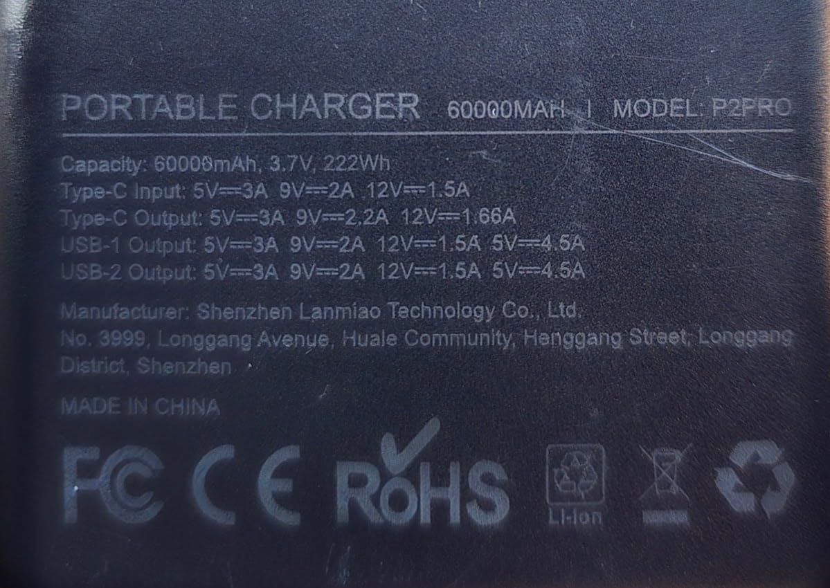 LILIO 60000mAh Portable Charger, 22.5W Fast Charging with 3 in 1 Cable | Charges 5 Devices, LED Display, Fits Camping, Road Trips, Hiking, Emergencies, for iPhone 17-12/Samsung/Android/iPad customer photo 1