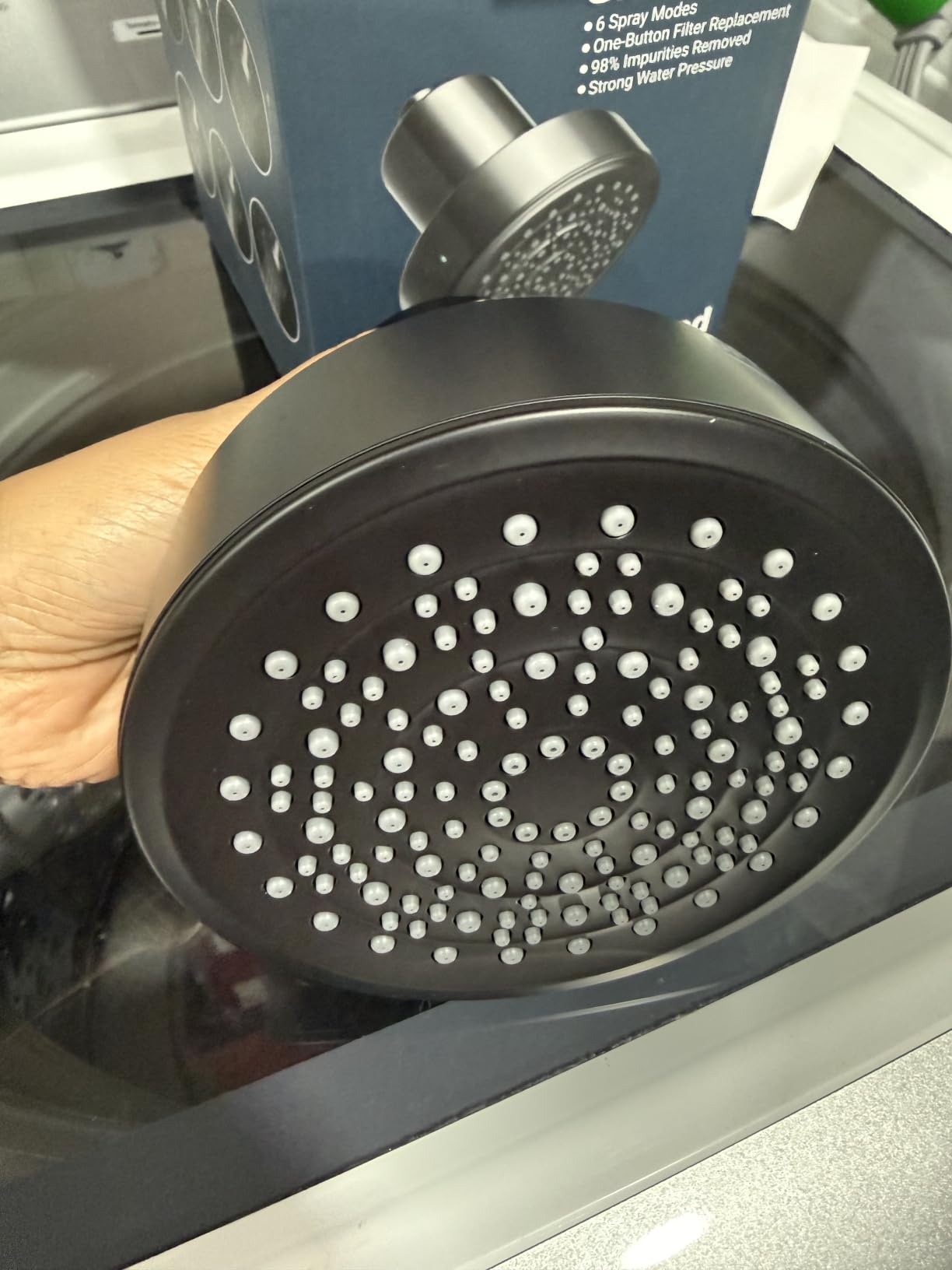 Filtered Shower Head, Shower Head with Filters for Healthy Hair & Skin | Filtered Shower Head for Hard Water, Removes Chlorine & Heavy Metals, 6 Mode Settings, High Pressure, Easy Install, Water Softener customer photo 2