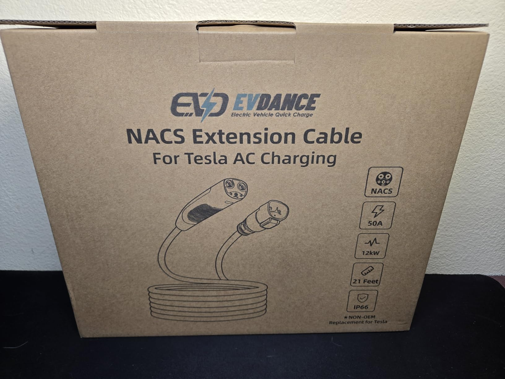 EVDANCE Extension Cord for Tesla, 50A 21FT 240V Extension Cable for NACS | 12KW NACS Extension Cord Compatible with Tesla Wall/Destination/ Mobile Connectors(not for Tesla Superchargers) customer photo 1