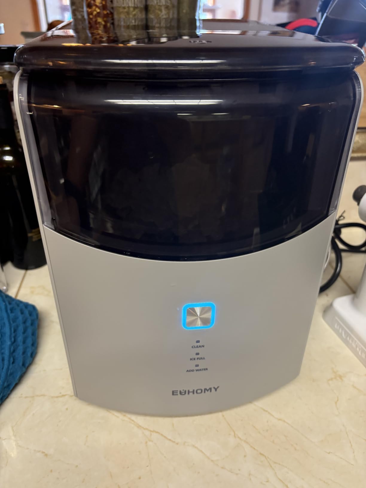 Euhomy Countertop Nugget Ice Maker, 35lbs Daily Sonic Crushed Ice Machine | Ice Ready in 5 Mins, Dual-Pump Self-Cleaning, Detachable Lid, Pebble Ice Maker with Basket, Scoop, 4 Packs Cleaner, Grey customer photo 2