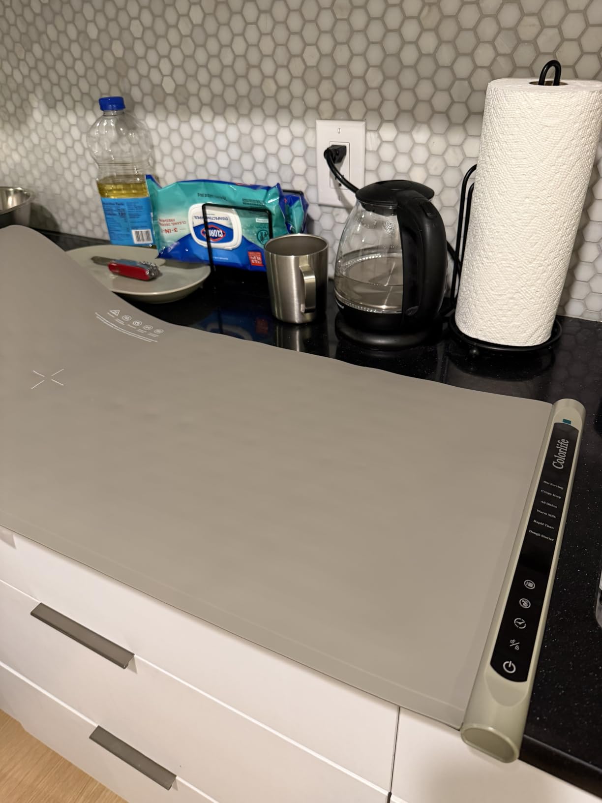 Warming Mat for Food, Electric Warming Tray with Heat-Resistant Pad-L Grey | Colorlife 6 Preset Modes, 7 Temps, 6H Timer, Child Lock, Auto-Memory, Rollable Silicone Food Warmer for Buffet, Parties customer photo 1