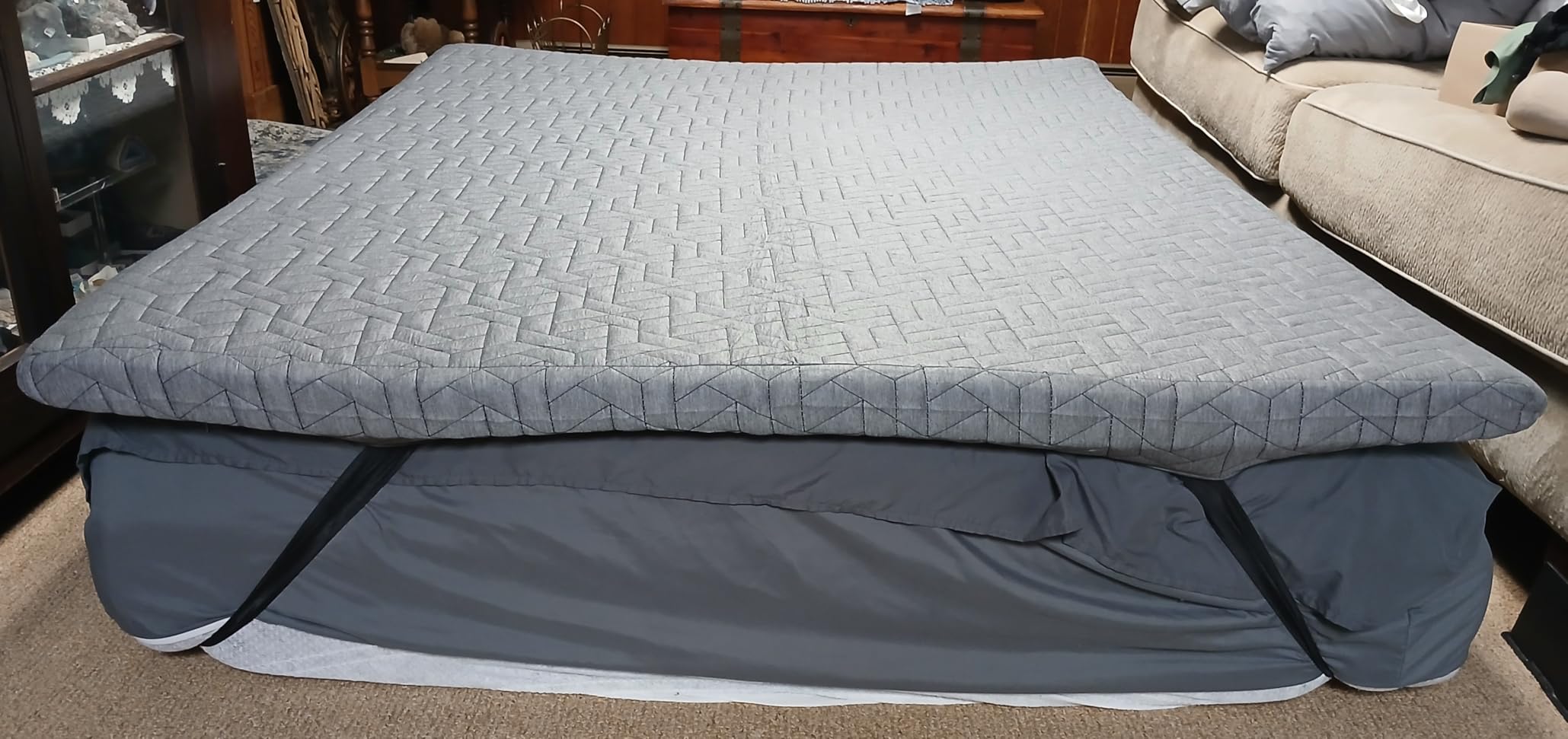 Sleepmax Extra Firm Mattress Topper 4 Inch Queen Size - High-Density Memory Foam Bed Topper Pressure Relief - Enhanced Support with Premium Cover - No Odor, CertiPUR-US Certified customer photo 1