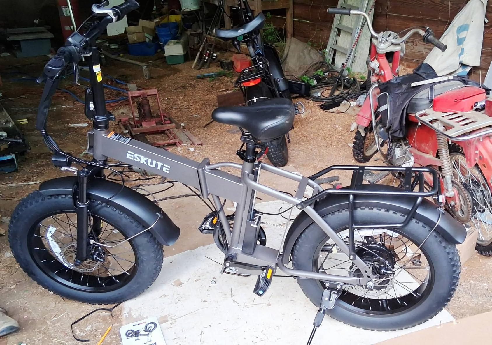 ESKUTE D300 Electric Bike for Adults, 48V 20.8Ah Removable Battery, 20x4 Fat Tire Foldable Ebike with 1200W Peak Motor, Folding E Bike with 7-Speed, 20+ MPH, up to 80 Miles, NFC Unlock customer photo 1