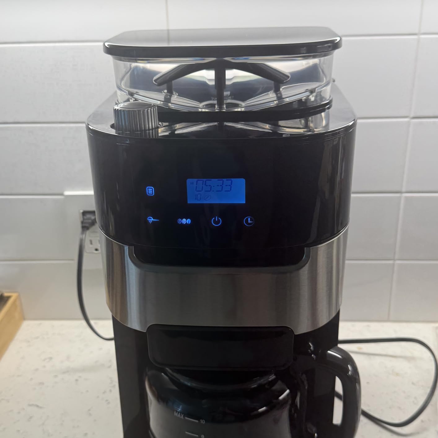Electactic 10 Cup Coffee Maker with Grinder, Grind and Brew Coffee Machine | Smart LED Touchscreen, 24H Timer, 2H Keep Warm, Adjustable Grind Size & Coffee Strength, Descaling Alert, Light Black customer photo 2