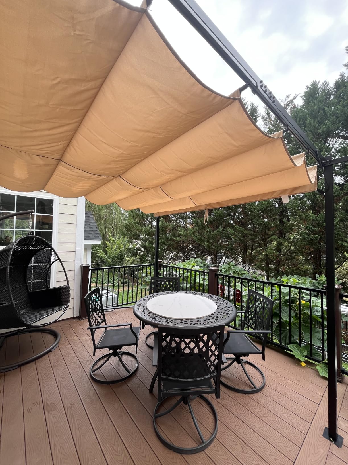 Aoxun 10'x10' Outdoor Pergola, Patio Pergola with Upgraded Retractable Canopy, Heavy Duty Metal Pergolas and Gazebos with Adjustable Sun Shade Cover for Modern Backyard, Deck, Garden customer photo 2