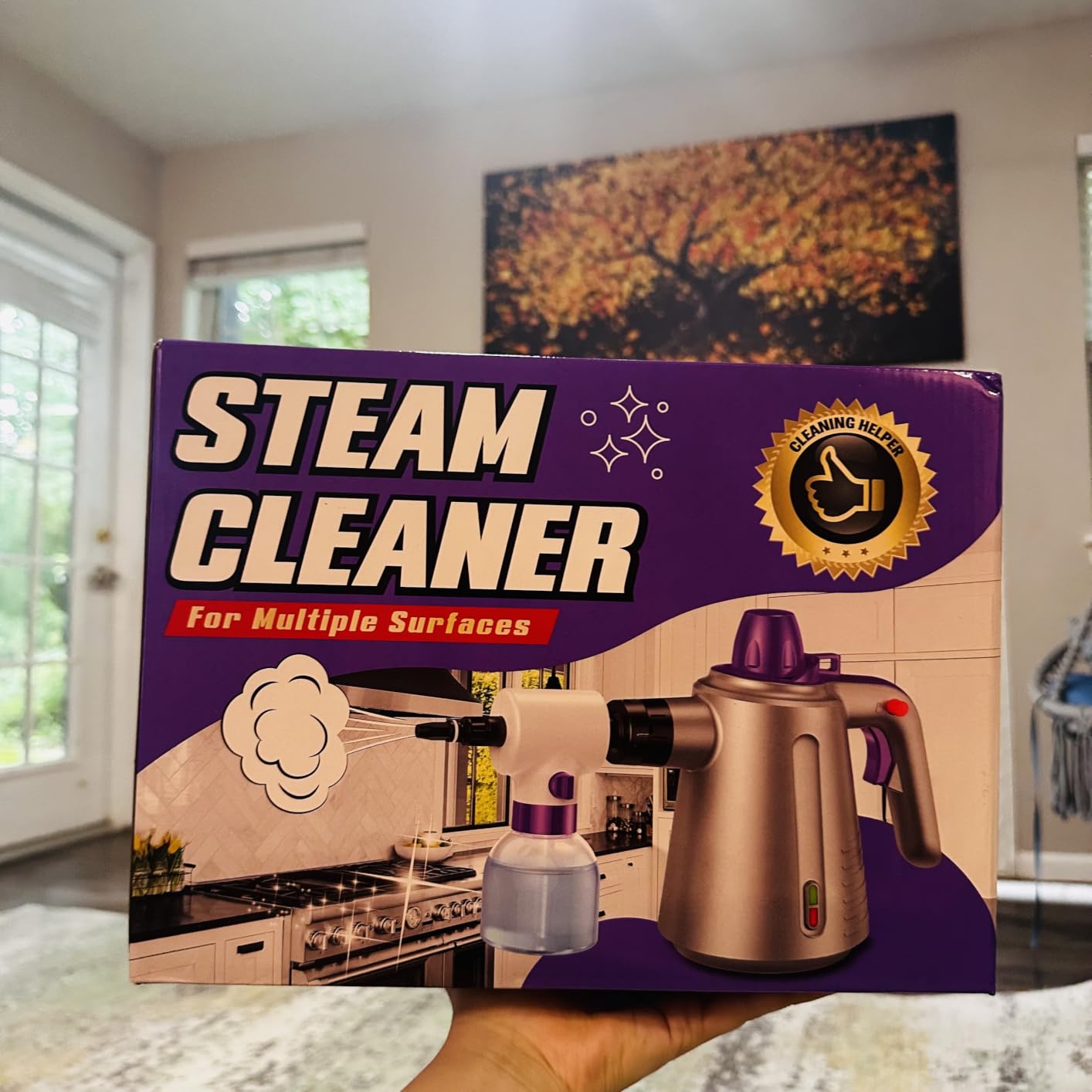 Handheld Steam Cleaner for Home, Pressurized Multi Purpose Steamer for Cleaning Upholstery Bed Furniture Couch Carpet Car with 14 Accessories & Safety Lock, Small Container for Grease customer photo 2