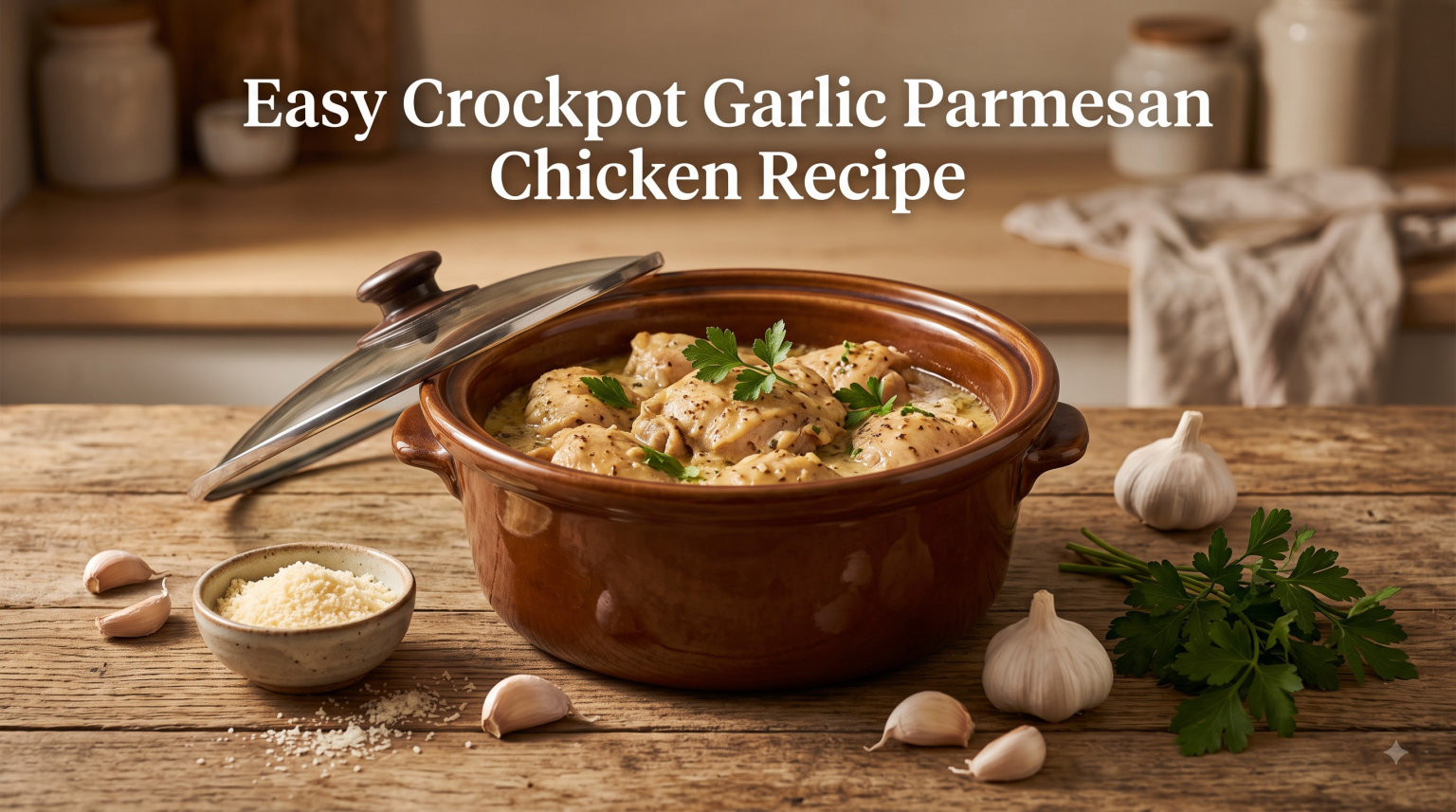 Easy Crockpot Garlic Parmesan Chicken Recipe