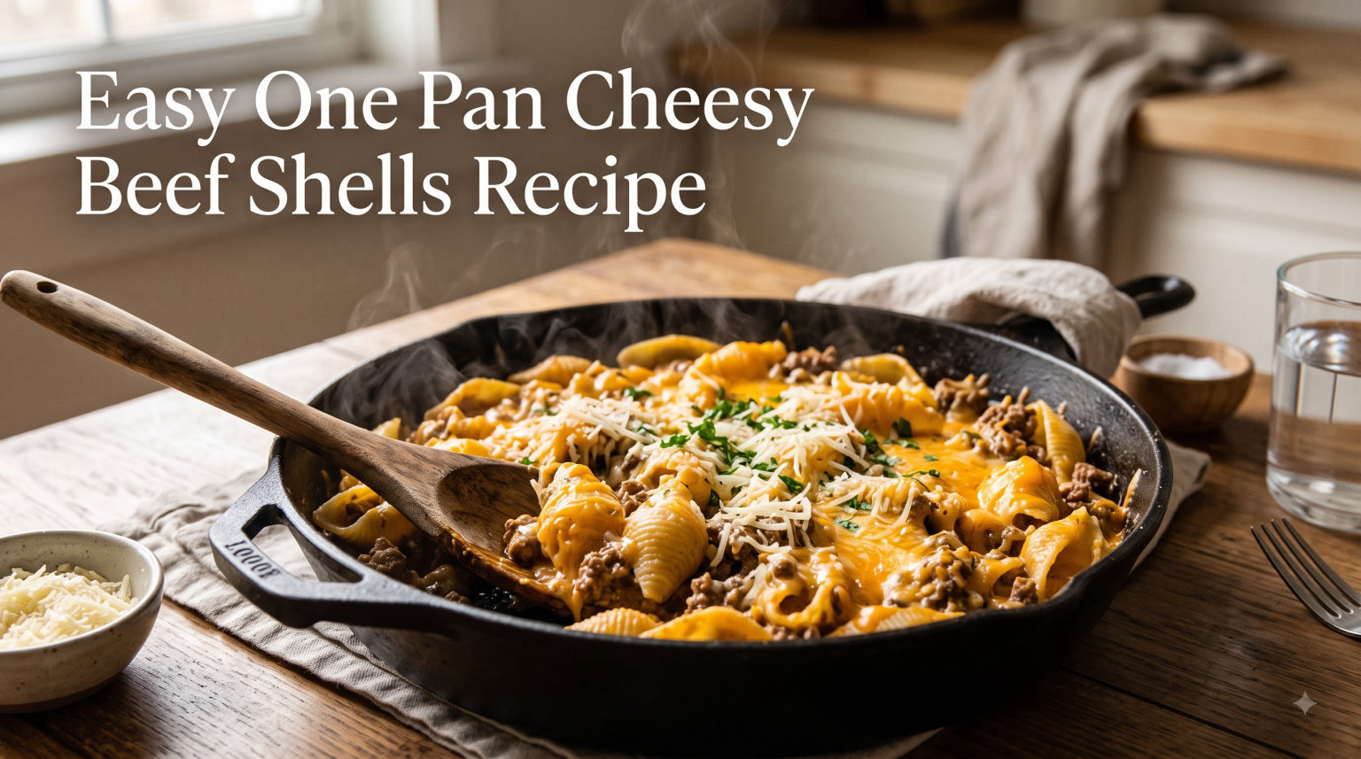 Easy One Pan Cheesy Beef Shells Recipe