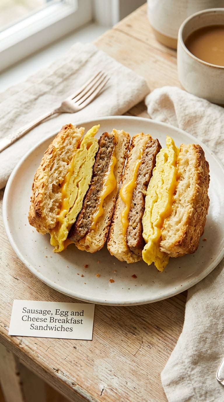 Sausage, Egg and Cheese Breakfast Sandwiches