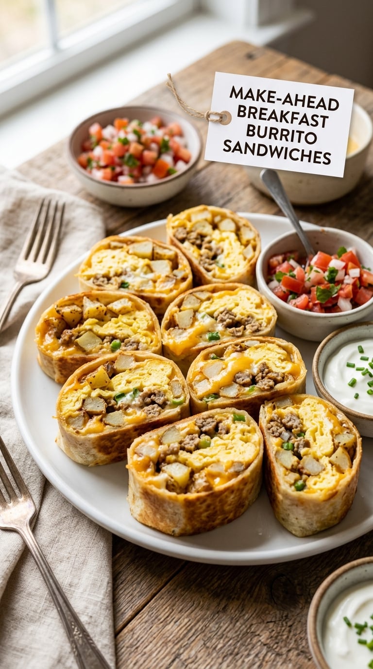 Make-Ahead Breakfast Burrito Sandwiches