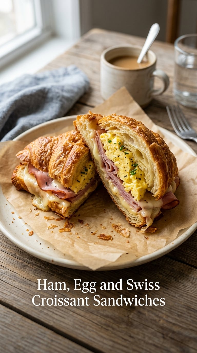 Ham, Egg and Swiss Croissant Sandwiches