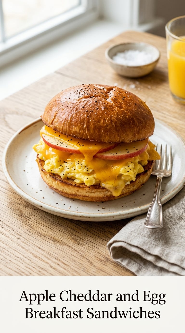 Apple Cheddar and Egg Breakfast Sandwiches