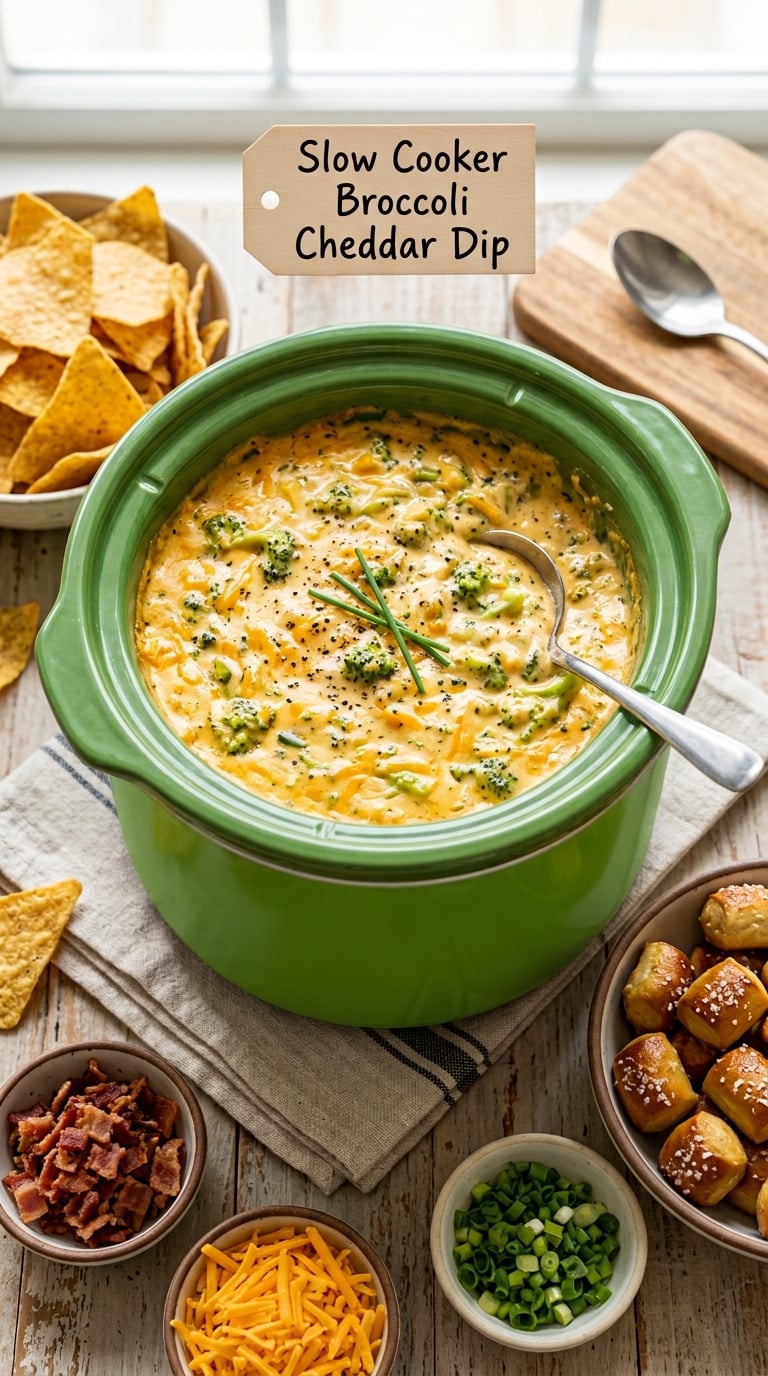 Slow Cooker Broccoli Cheddar Dip