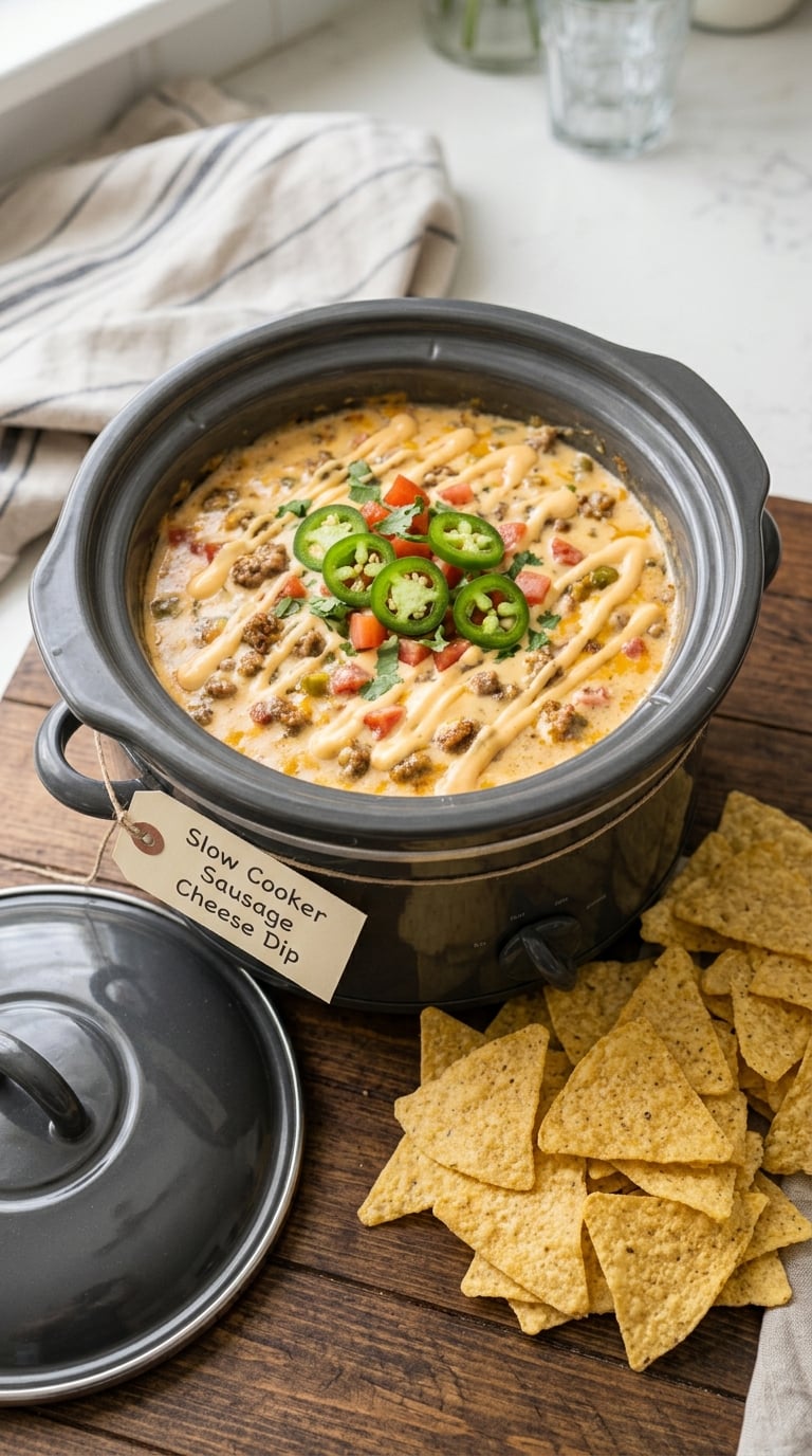 Slow Cooker Sausage Cheese Dip
