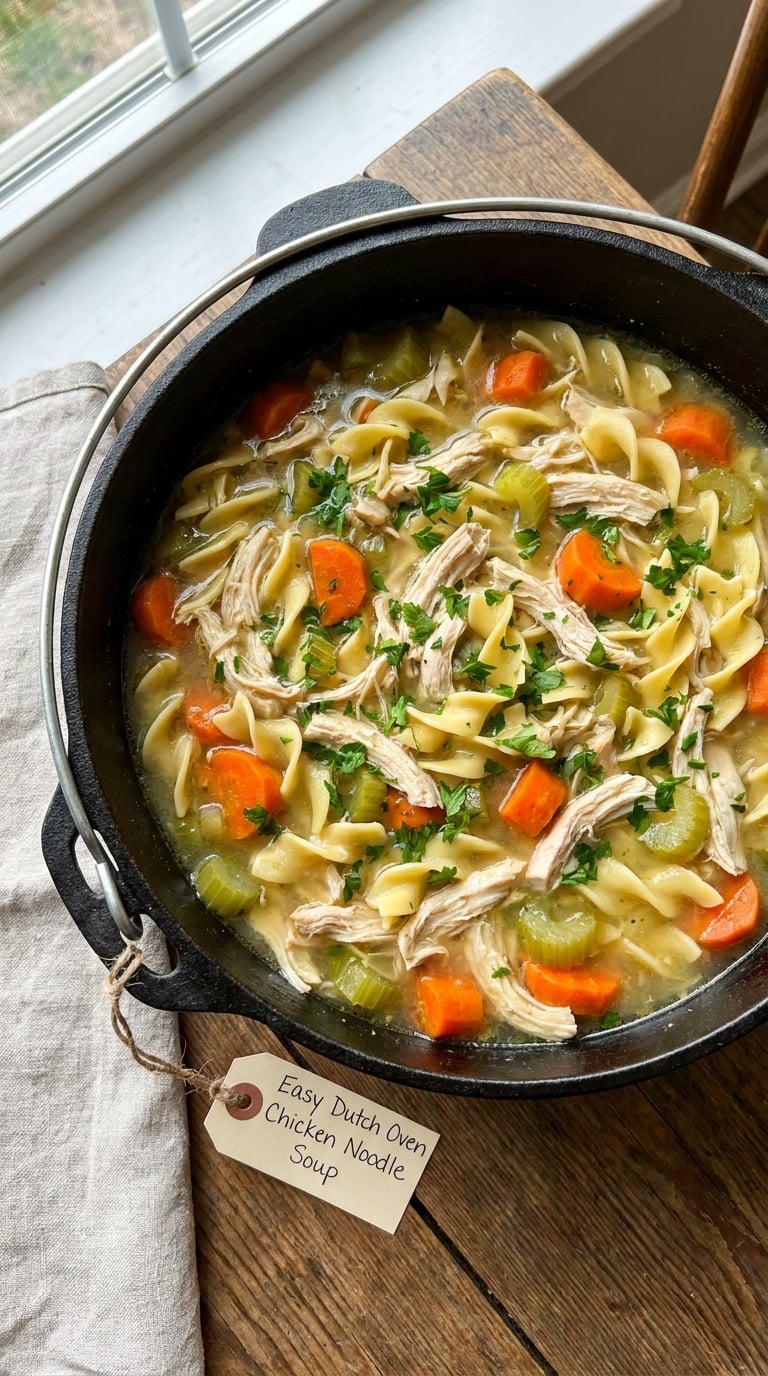 Easy Dutch Oven Chicken Noodle Soup
