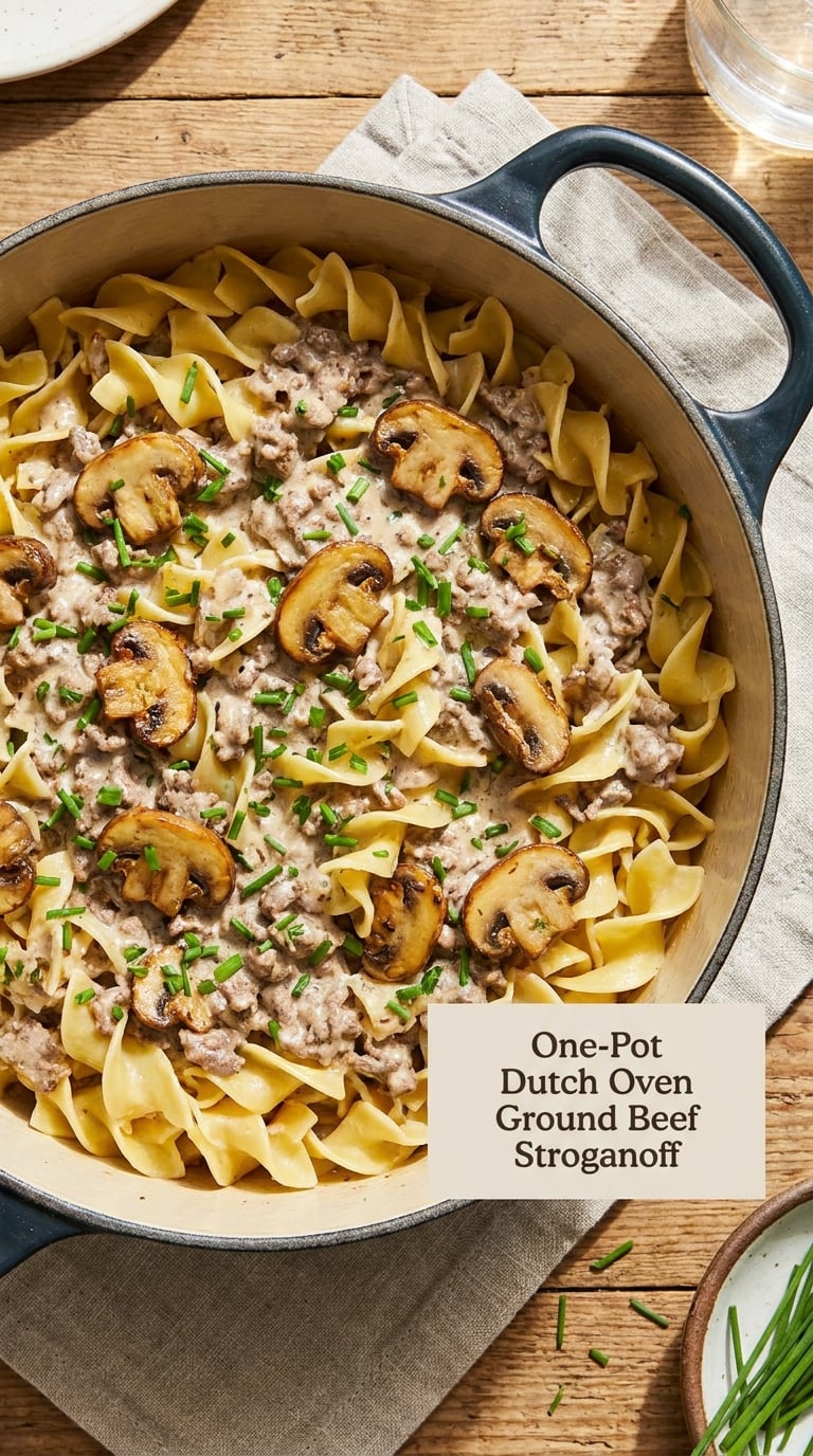 One-Pot Dutch Oven Ground Beef Stroganoff