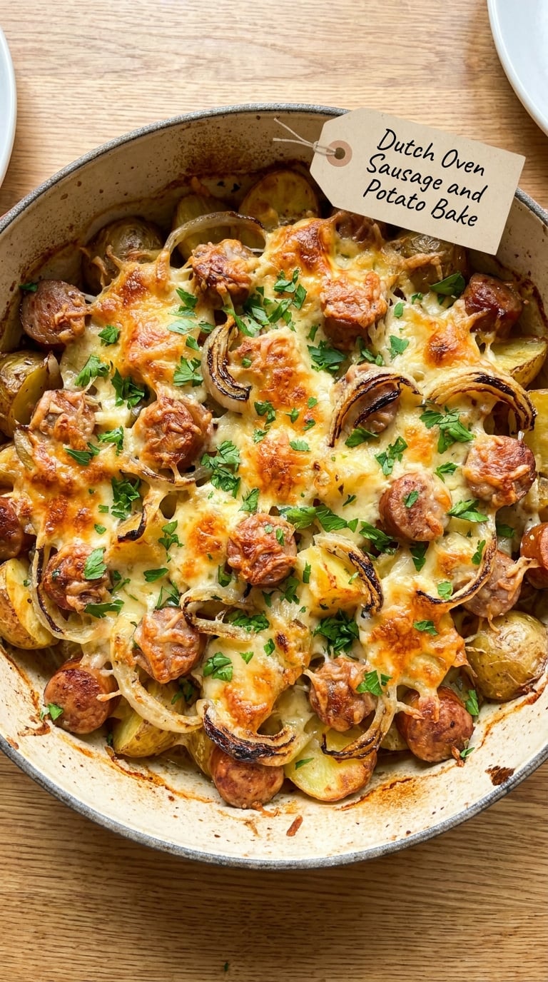 Dutch Oven Sausage and Potato Bake