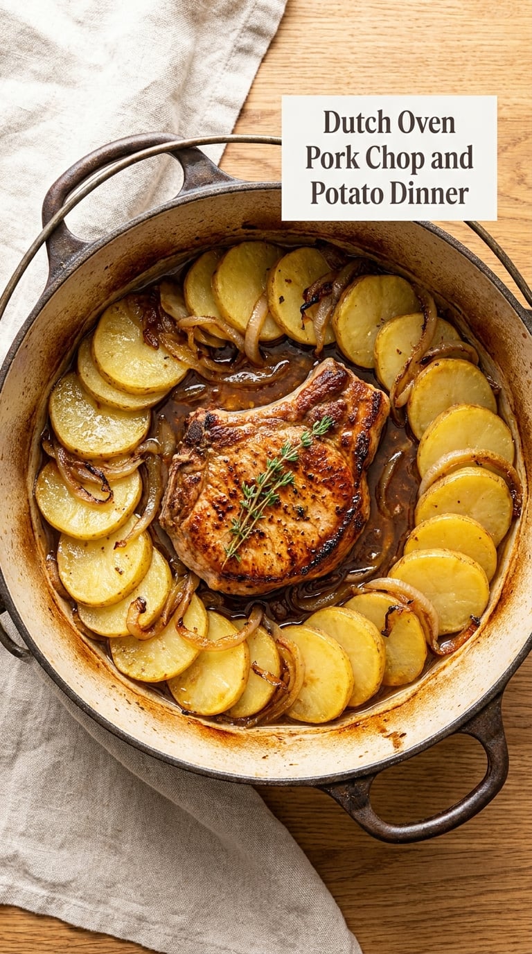 Dutch Oven Pork Chop and Potato Dinner