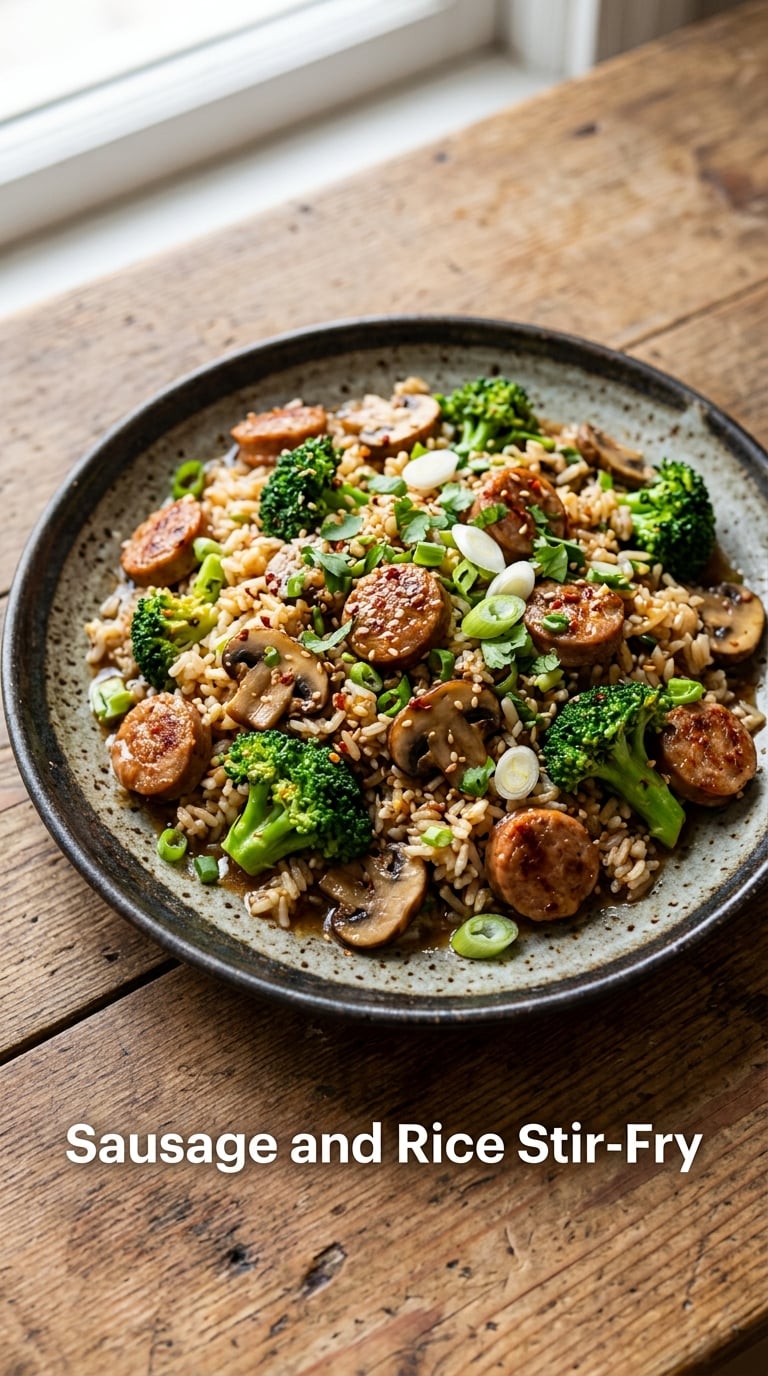 Sausage and Rice Stir-Fry