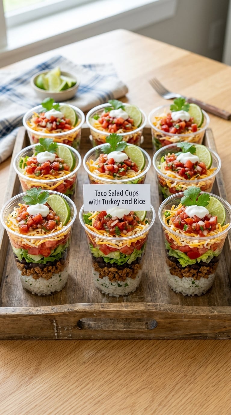 Taco Salad Cups with Turkey and Rice
