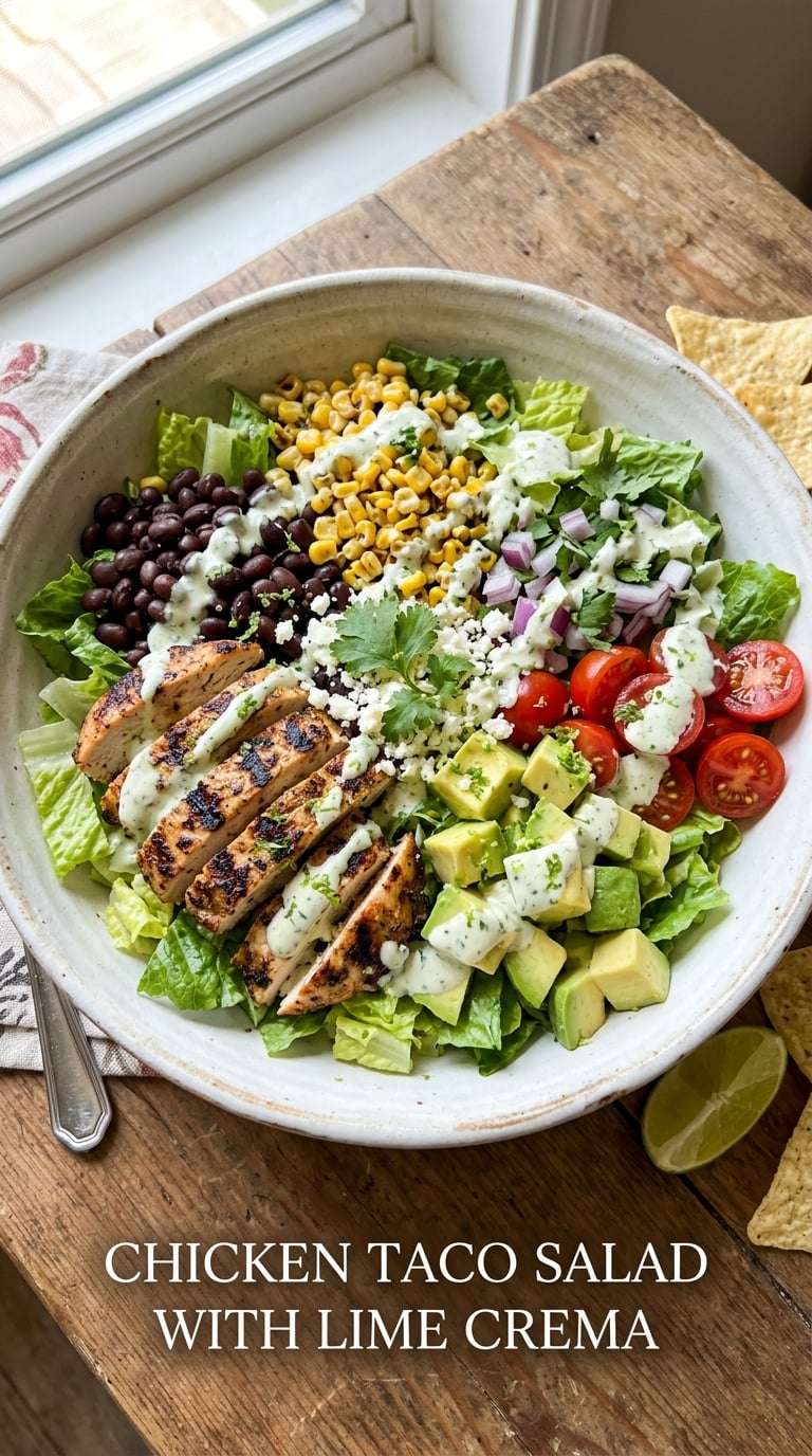 Chicken Taco Salad with Lime Crema