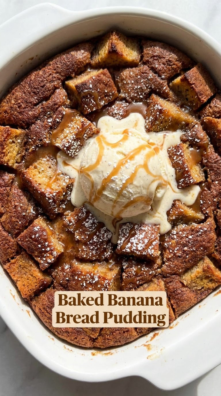 Baked Banana Bread Pudding
