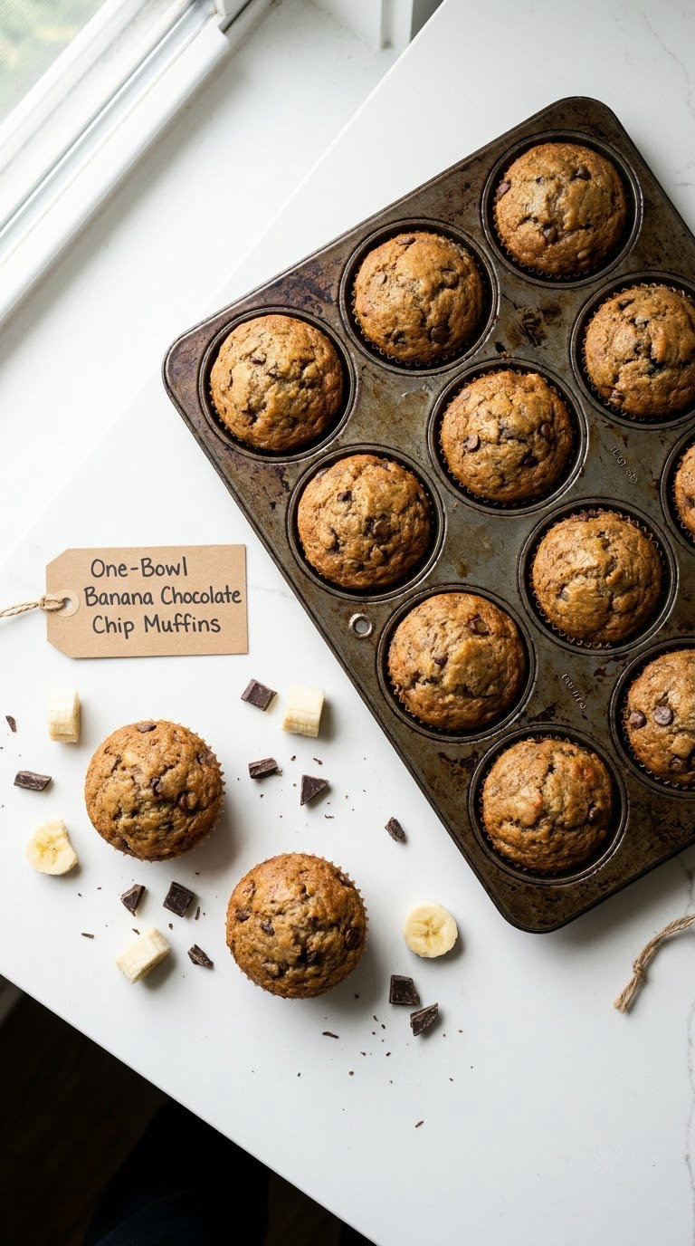 One-Bowl Banana Chocolate Chip Muffins