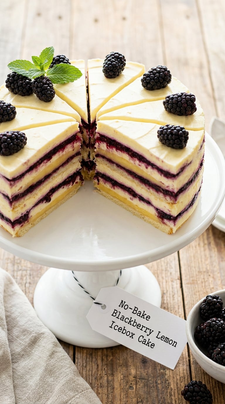 No-Bake Blackberry Lemon Icebox Cake