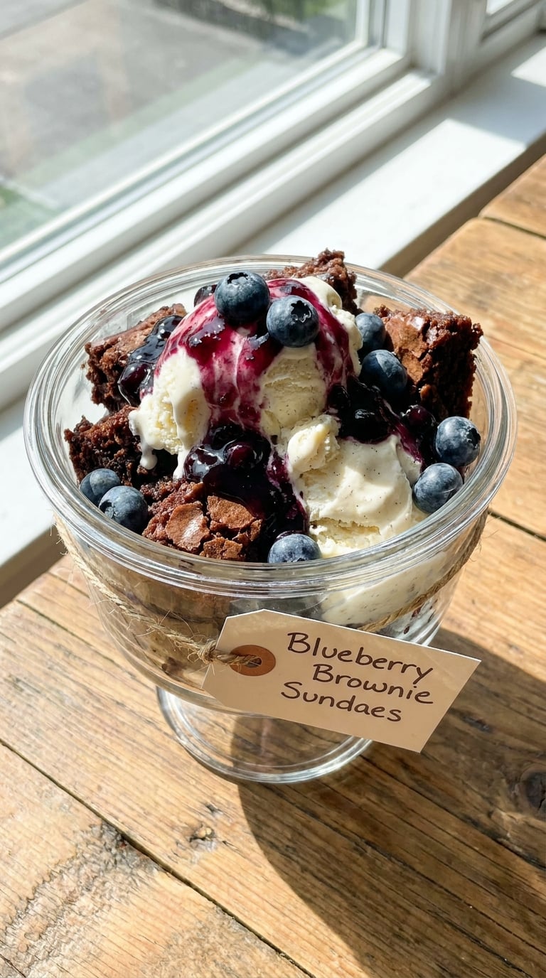 Blueberry Brownie Sundaes