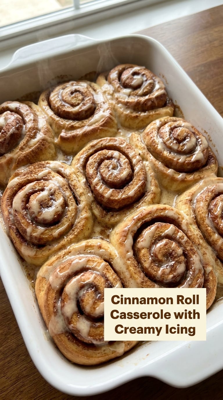 Cinnamon Roll Casserole with Creamy Icing