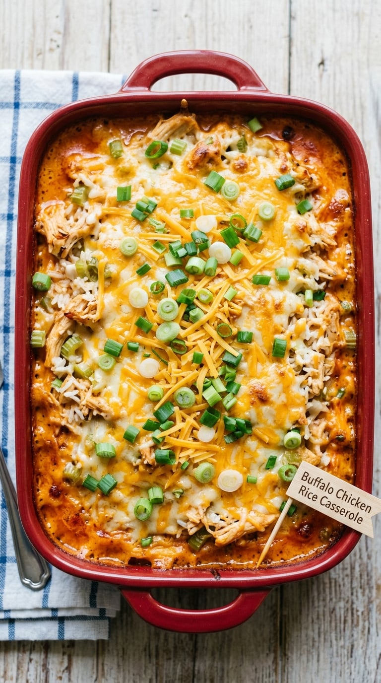 Buffalo Chicken Rice Casserole