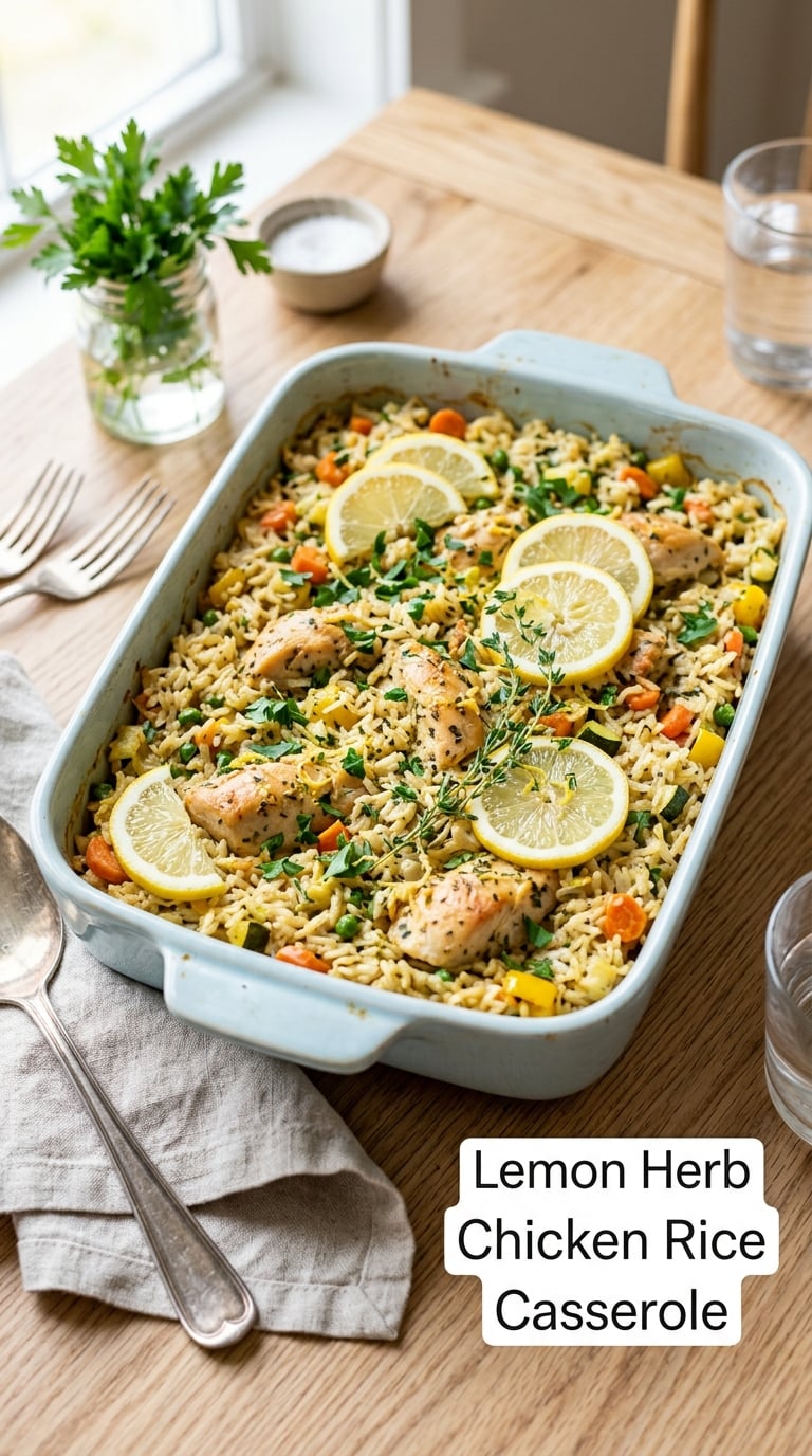Lemon Herb Chicken Rice Casserole