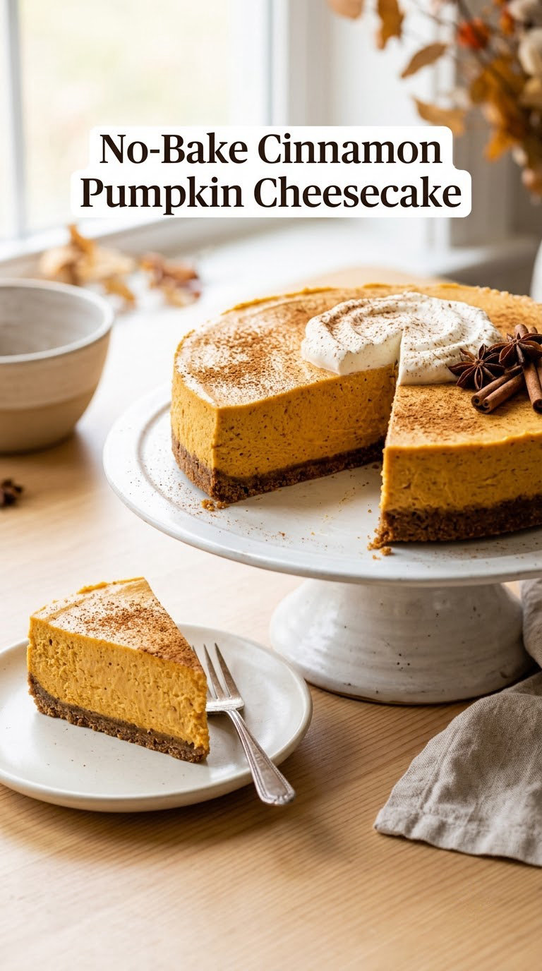 No-Bake Cinnamon Pumpkin Cheesecake