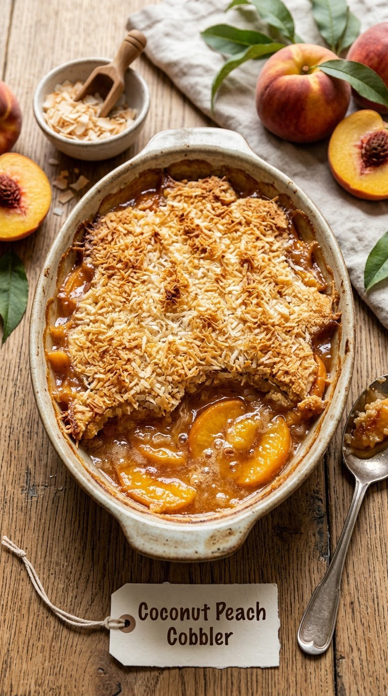Coconut Peach Cobbler