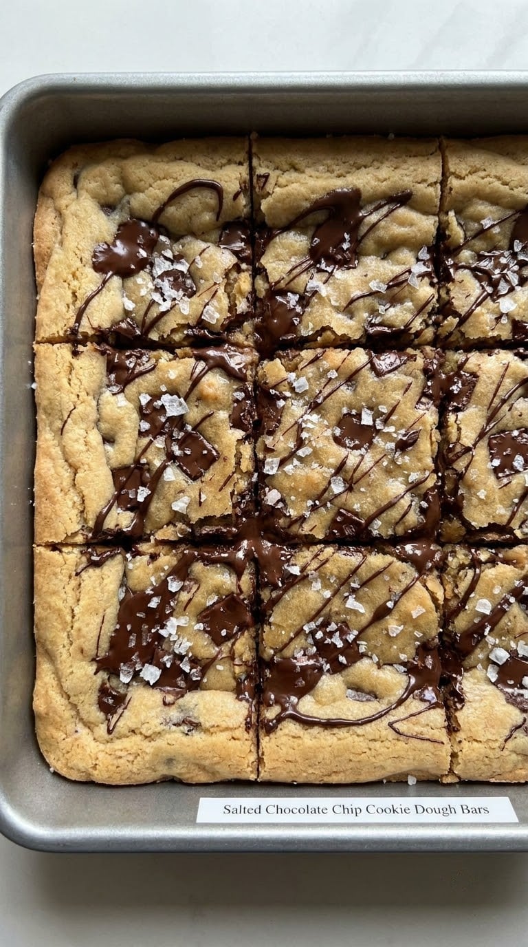 Salted Chocolate Chip Cookie Dough Bars