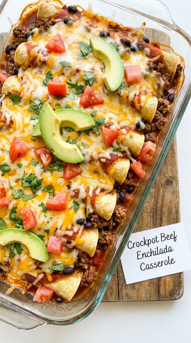 Crockpot Beef Enchilada Casserole