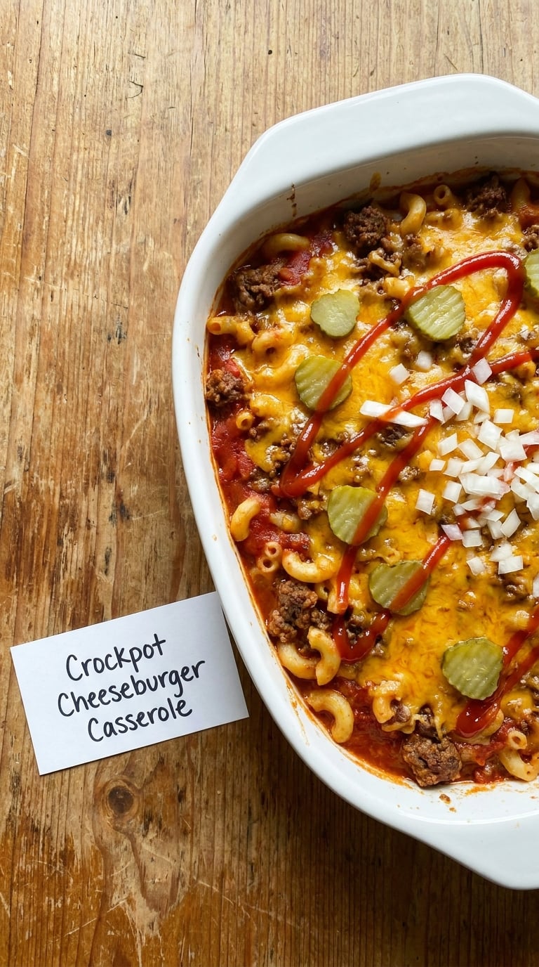 Crockpot Cheeseburger Casserole