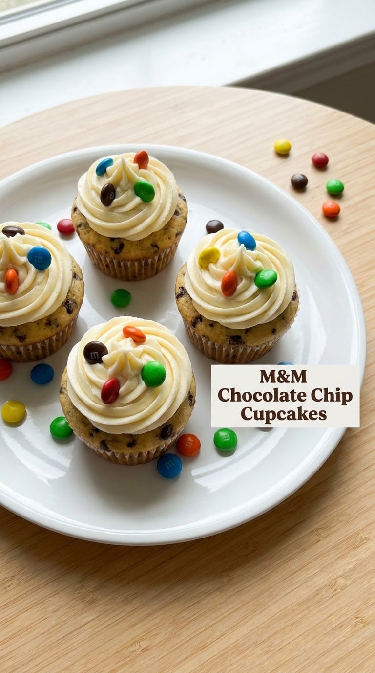 M&M Chocolate Chip Cupcakes