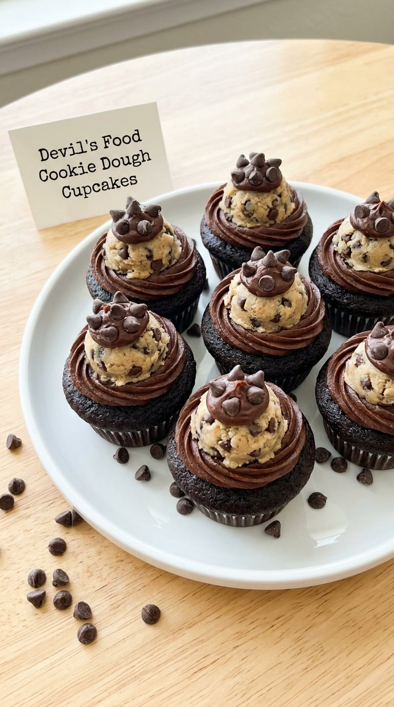 Devil's Food Cookie Dough Cupcakes