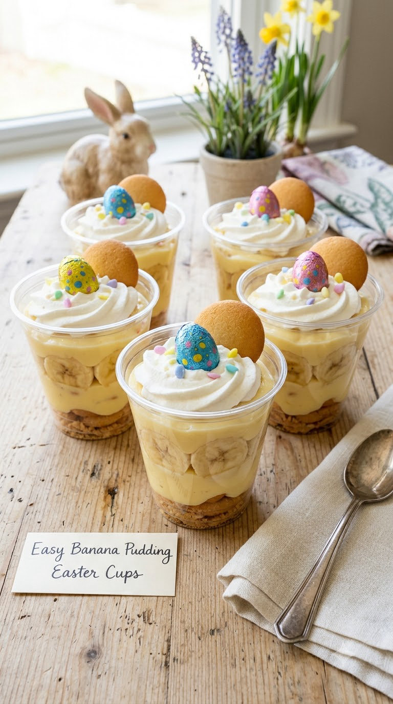 Easy Banana Pudding Easter Cups