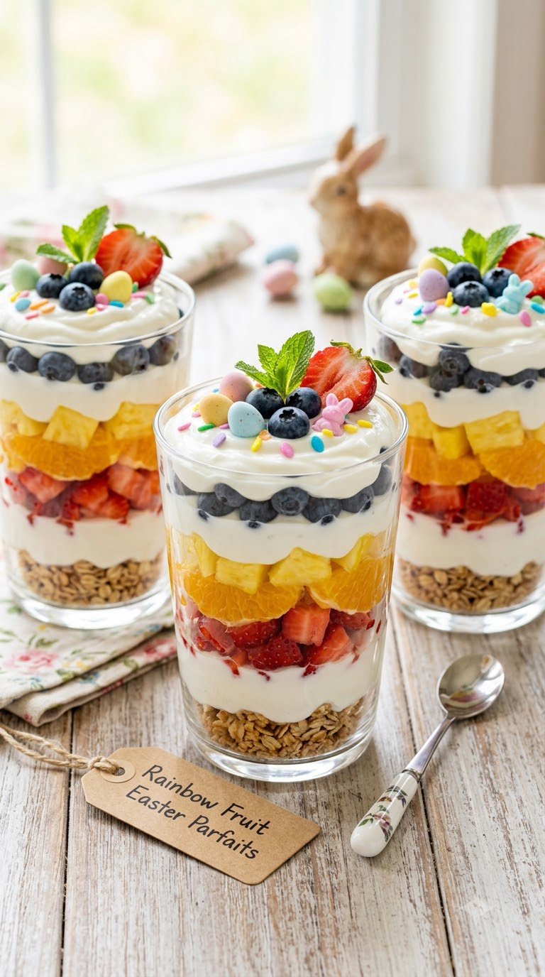 Rainbow Fruit Easter Parfaits